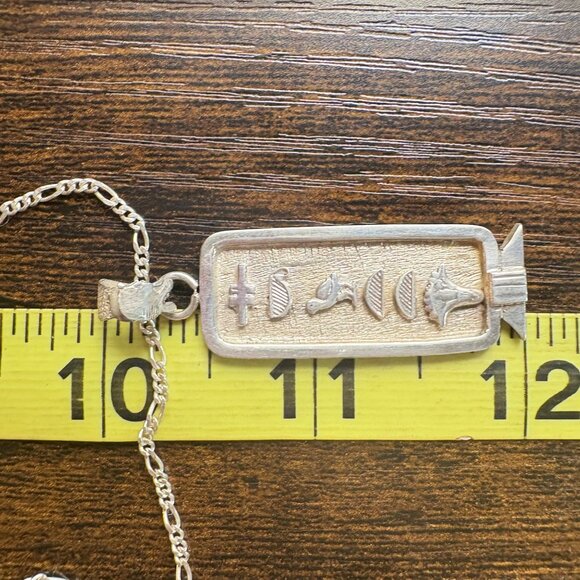 VTG Sterling Silver 925 Hieroglyphic Pendant Chain Necklace Size 26" Length - Picture 14 of 15